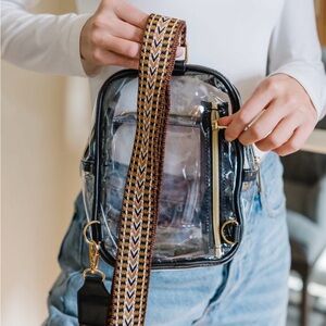 NWOT Clear Crossbody Bag with Black Trim